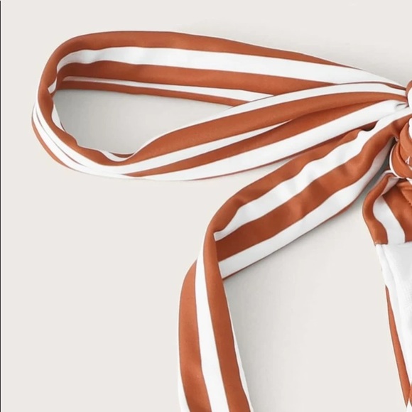 !!SOLD!! Striped One Piece Swim W/ Bow Shoulder - Picture 3 of 6